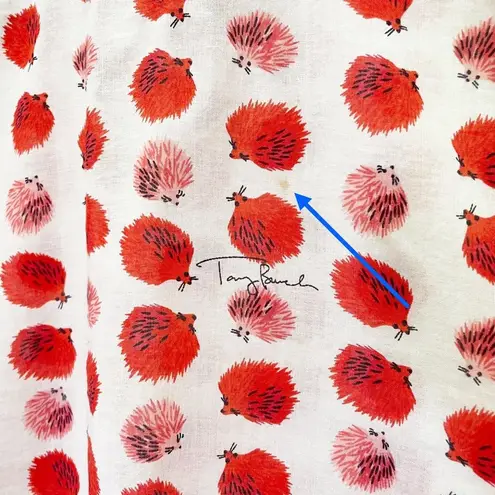 Tory Burch  Tory Tunic in Tapioca Hedgehog Cotton Cream & Red Print Size 0 RARE - Image 11