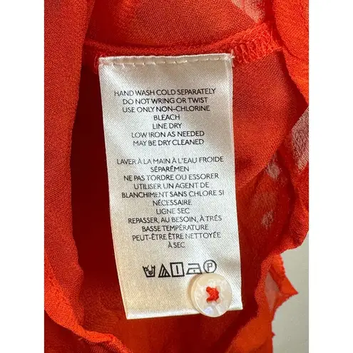 Maeve Women's Size M Orange Ruffled Button Down Blouse EUC