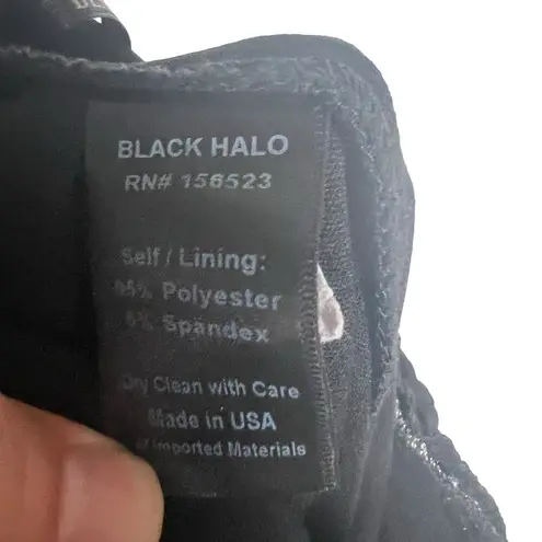 Black Halo Genesis Black Silver Wide Leg Halter Cocktail Jumpsuit Size 2