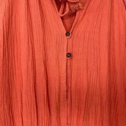 Knox Rose  Peach Gauze Puff Sleeve Short Romper // Size XXL