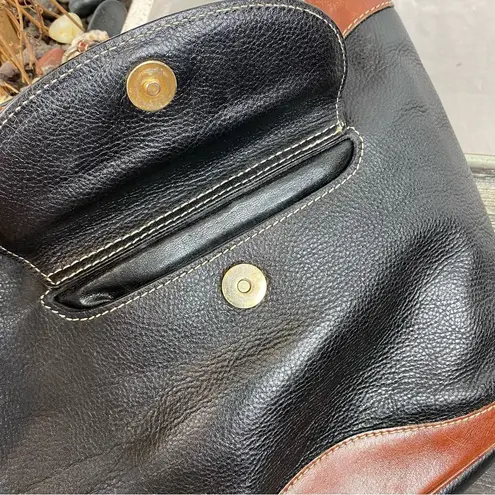 Bally Vintage Leather Black & Brown Two Tone Bucket Shoulder Handbag