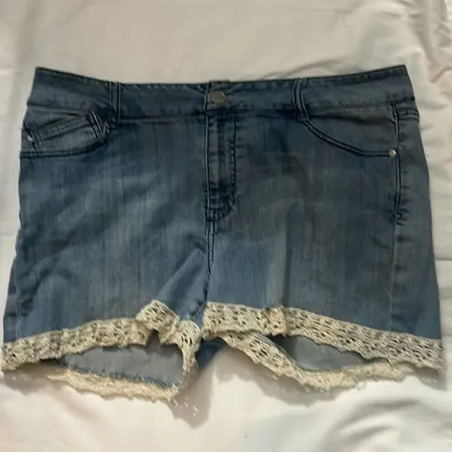 Vintage SASSOON Jeans Ooh La La Bootcut Boogie Lace Trim High Rise Short No Size Blue Size undefined