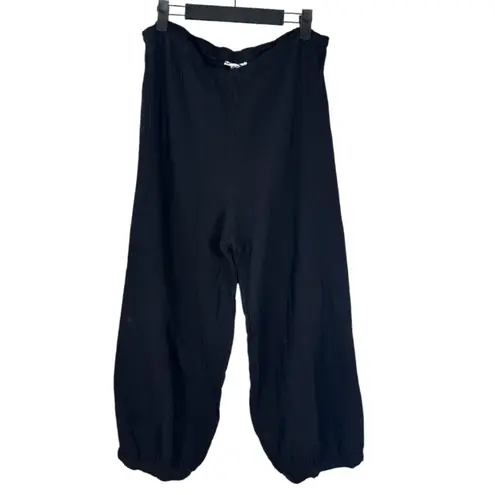 Bryn Walker Campa Cotton Cauze Gauzy Black Wide Leg Flowy Crop Jogger Pants XL