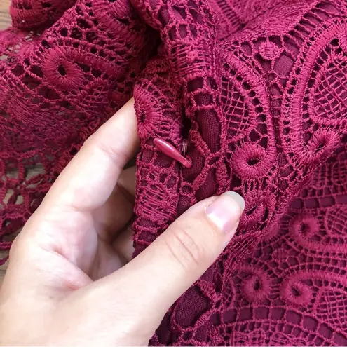 Alexia Admor • burgundy lace mini dress cocktail bell sleeve maroon low back