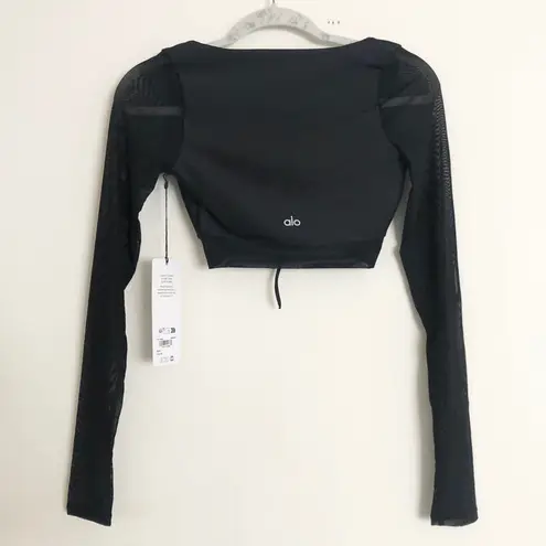 Alo Yoga Airlift Mesh Divine Long Sleeve Bra Black XS