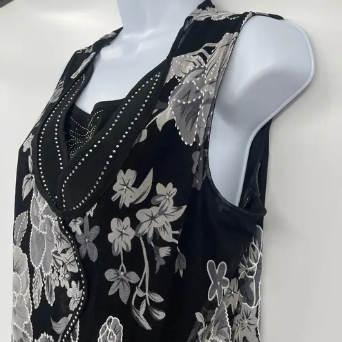 Simply Irresistible Mesh Rhinestone Women Top Sz L Asymmetric Whimsigoth HOliday Black Size L