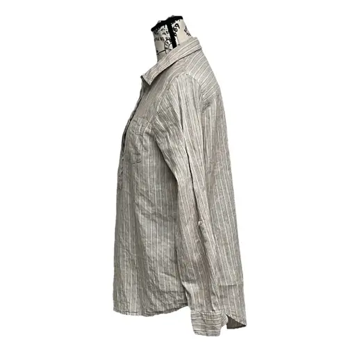 Per Se Linen Striped Tunic Blouse Nautical Preppy Coastal Sailorcore Casual M