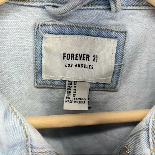 Forever 21 Forever‎ 21 Light Blue Denim Jacket with Red Accents Super Cute