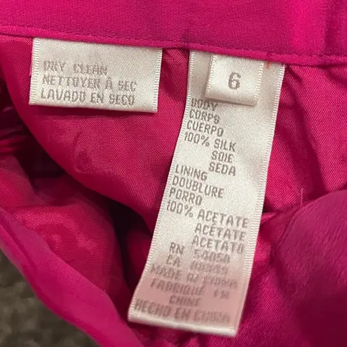 VTG Womens Skirt Size 6 Fuchsia 100% Silk Knee Length Lined Classy Career Work Pink