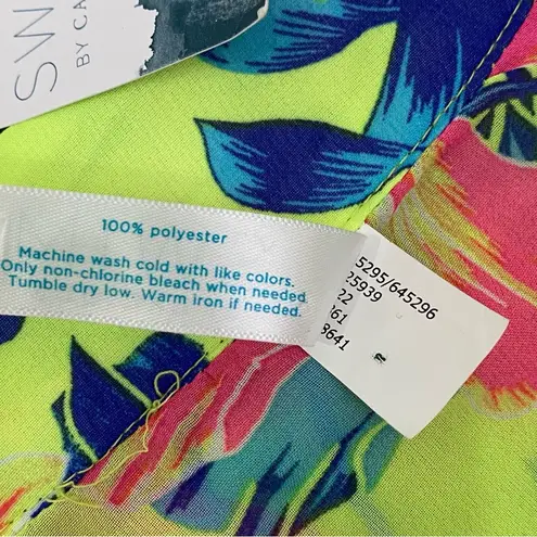 Cacique SWIM by Carribean Floral Chiffon Kimono Duster Swim Coverup Size 14/16