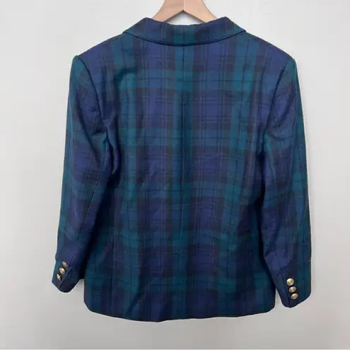 Vintage 80’s Giorgio Sant Angelo Tartan Plaid Wool Blazer Size 10 Green