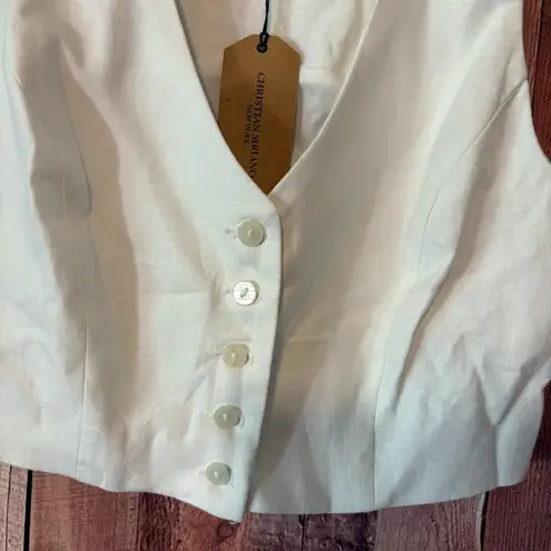Christian‎ Siriano Linen Blend White Vest Size 8