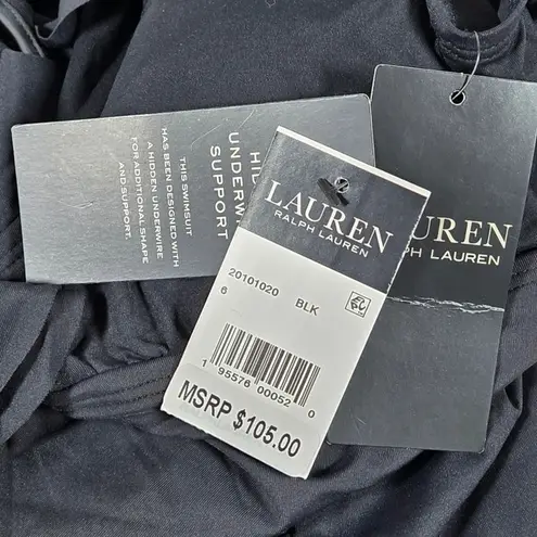 Lauren Ralph Lauren Ruffle Tankini Swim Top in Black 6 NWT