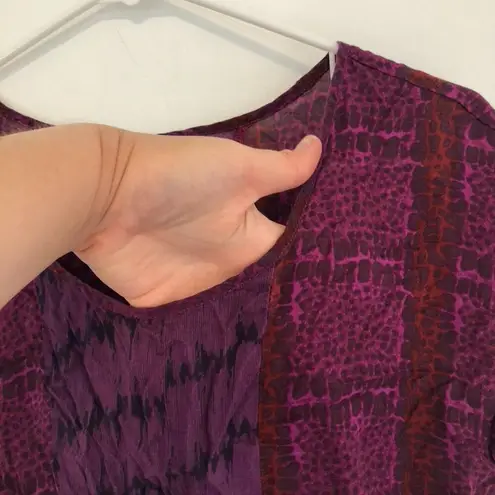 American Eagle  Purple Snakeskin Animal Print Peplum Short Sleeve Blouse Small S