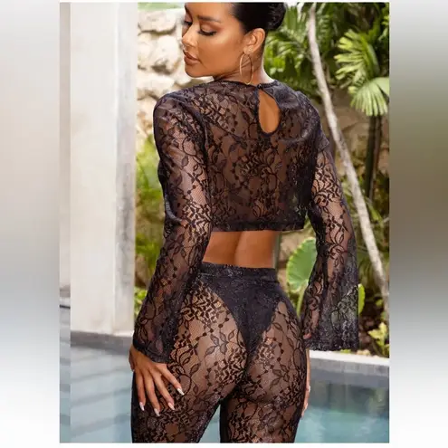 Club L London sheer perfection lace set pants crop top size 2 US