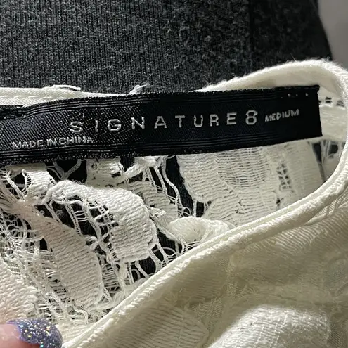 Signature Eight White LACE LINED SLEEVELESS SUMMER DRESS SZ M F