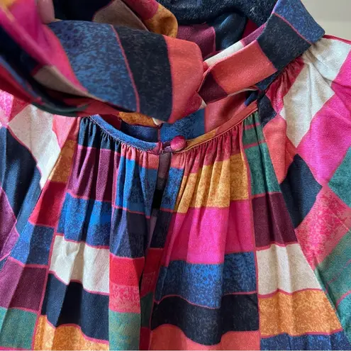 RHODE plaid geometric print midi dress size S pink purple black blue