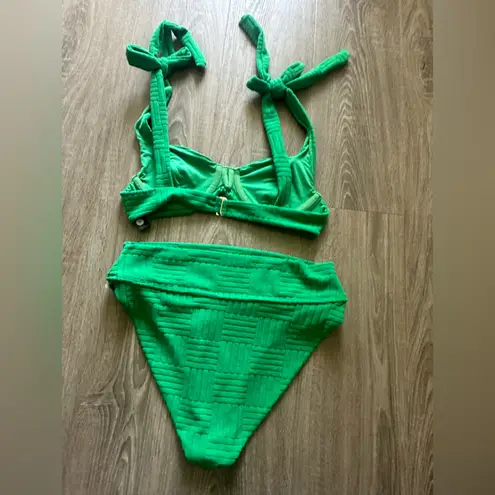 Beach Riot Blair Top and Highway Bikini SET- in Jelly Bean Green- large