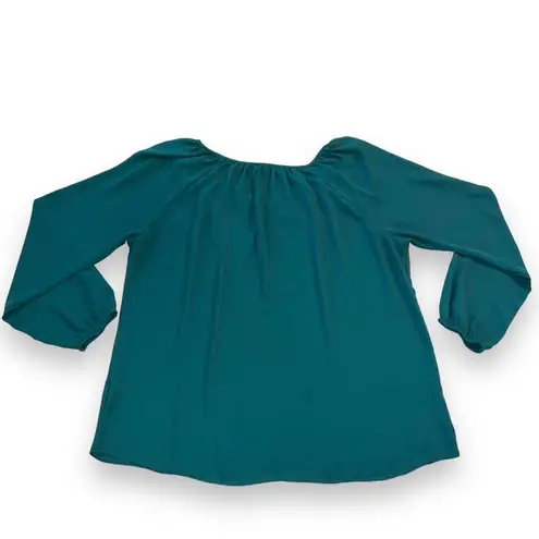 Sami & Jo Womens Blouse Top Shirt Green Pullover Balloon Sleeve V Neck XL