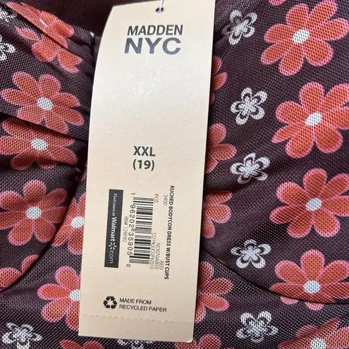 NEW Madden NYC Womens Floral Sheer BodyCon Dress Plus Size XXL Boho Hippie Indie Brown