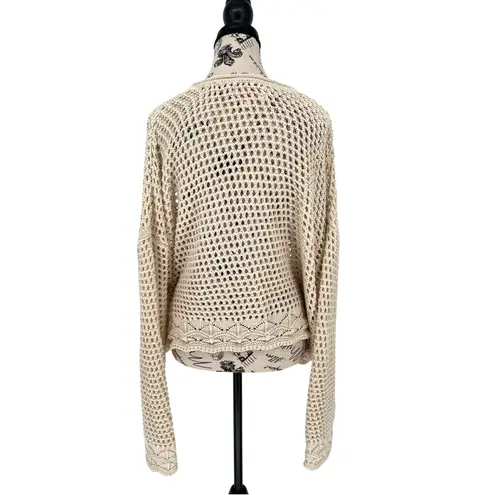Audrey Parks x Francesca's Open Knit Sweater XL Beige Boho Tie Front EUC - Image 2