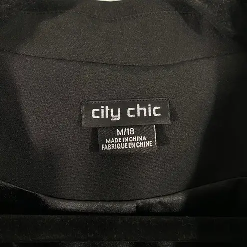 City Chic Women's Black Structured Double Breasted Blazer Size M/18