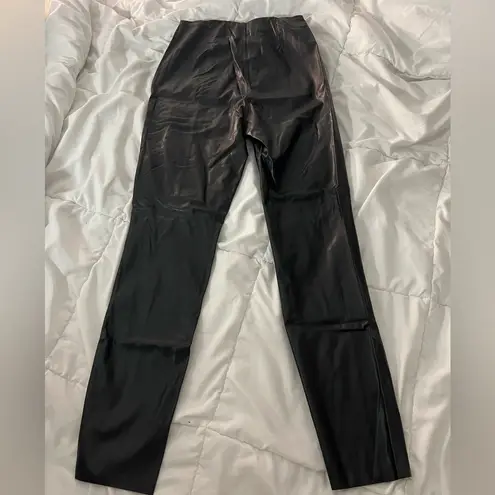 H&M Black faux leather front seam pants