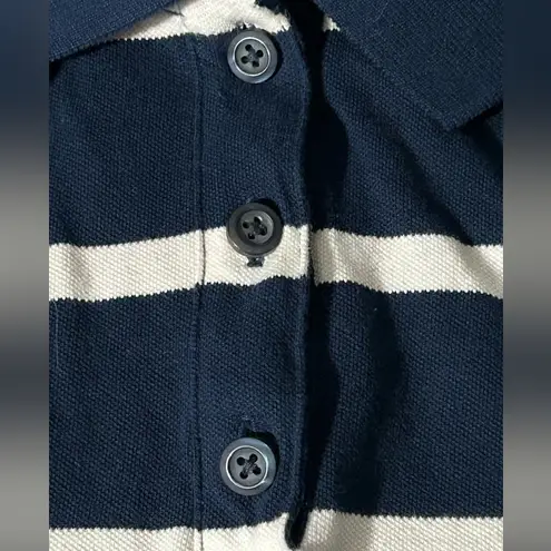 American Eagle boxy cropped polo navy & white stripes XL