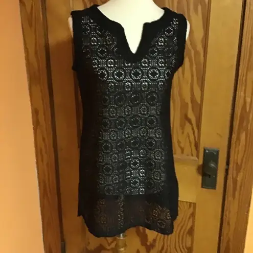 Black lace islander swim cover up