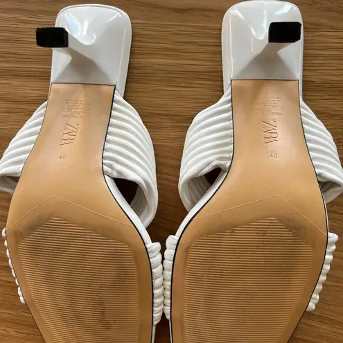 ZARA  White Pleated Heeled Sandal EU 40