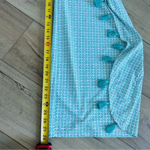 Cabana Life Blue White Tassel High Rise Palazzo Pants S