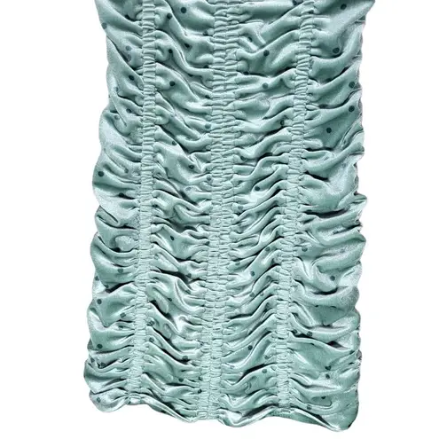 NWT Rotate Birger Christensen Aria Ruched Polkadot Velvet Mini Dress in BlueSurf Green Size 6