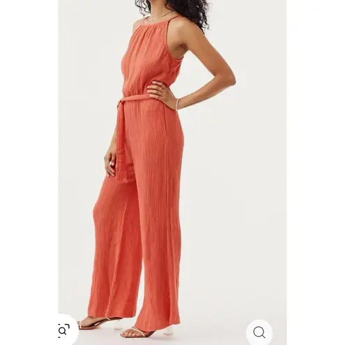 Bella Dahl Smocked back Cami jumpsuit in Papya red