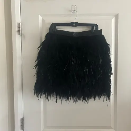 Timeless Naeem Khan Black Feather Bubble Mini Skirt Embellished Size 14