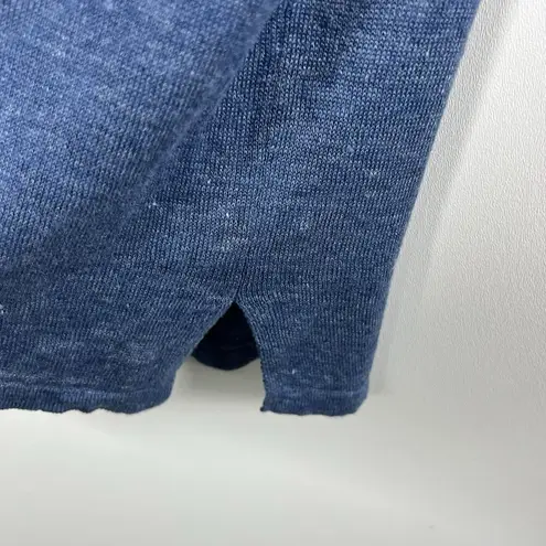 J. McLaughlin 100% Linen Blue Knit Long Sleeve Boat Neck Sweater Top Size Small