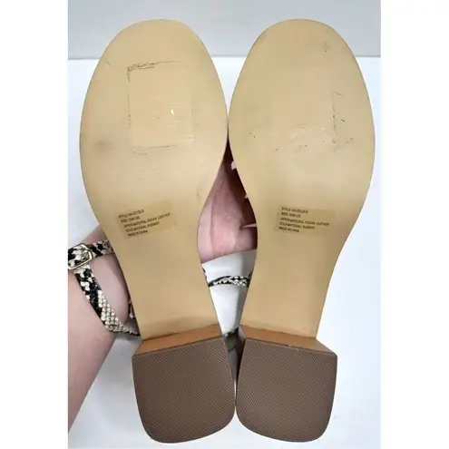 Halston Heritage Snakeskin Block Heel Sandals Ankle Strap Open Toe Size 10