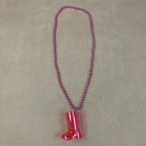Pink Cowboy Boot Charm Necklace Fun Fiesta Party Accessory Plastic Shot Glass