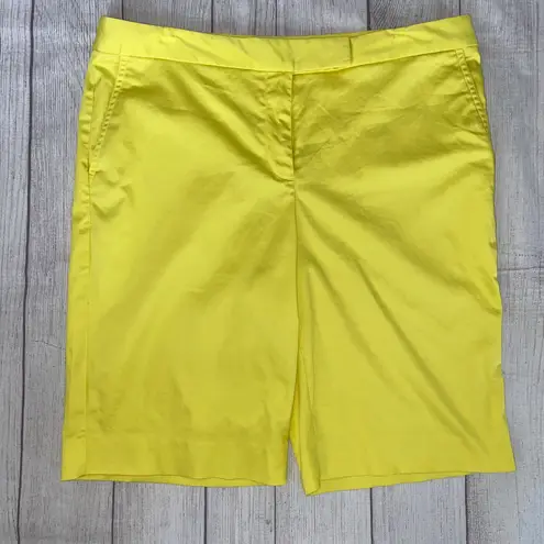 Jones New York signature stretch women 14 cotton blend chino Bermuda shorts yellow