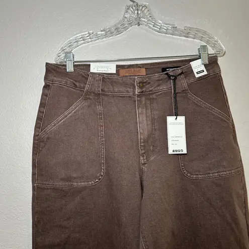 Judy Blue NWT High Rise Brown Retro Wide Leg Jeans Front Patch Pocket Women 14W