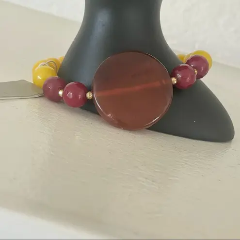 Barse yellow Jade and agate stretch bracelet