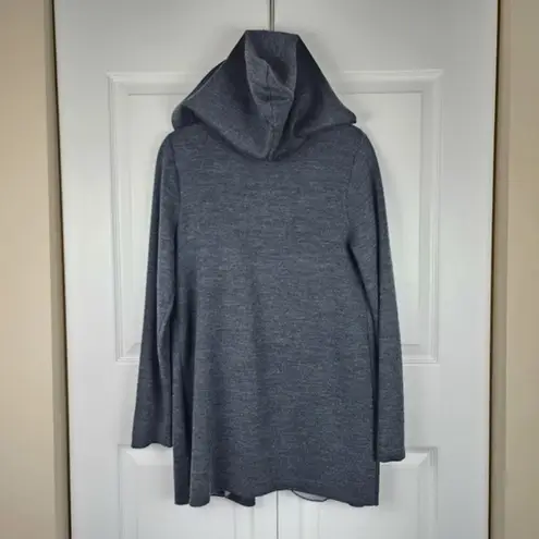 Ellen Tracy Hooded Cardigan Merino Wool Blend Sweater Toggle Charcoal Grey Sz M