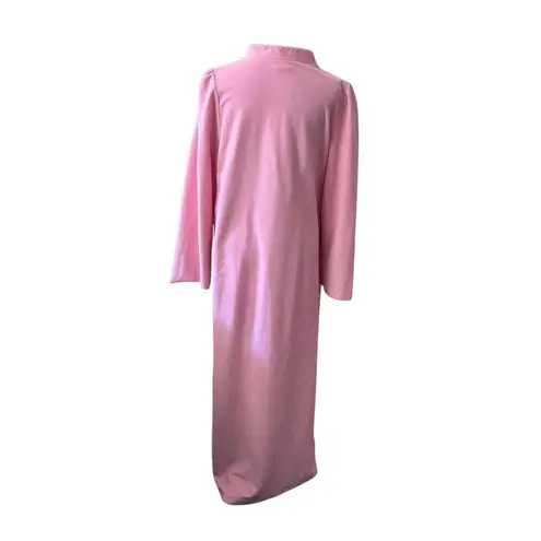 VTG Sears Carriage Court Long Flannel Large Floral Night Gown Partial Zip Granny Pink