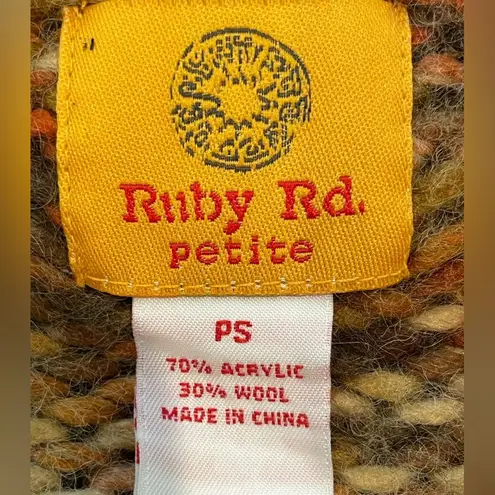 Ruby Rd. Big Button Snap Closure Multicolored Sweaater Brown Red Petite Small Orange Size undefined