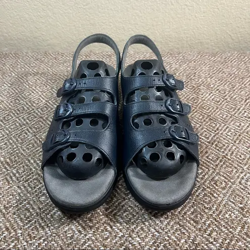 SAS Womens Sandals Tripad Comfort Shoe Sz 10.5N Cushion Pierced Leather Blue EUC