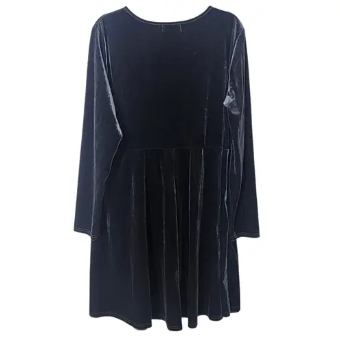 LeadingStar Silver Velour Long Sleeve Dress Size 2XL Pewter Velour Dress Gray