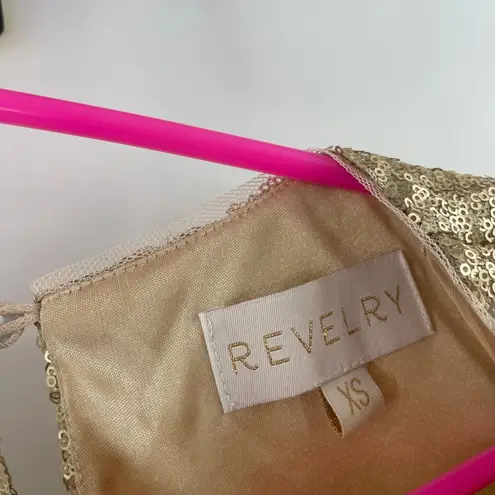 Revelry Gold Sequin Crop Top Extra Small Style 2454 Evening Wedding Bridesmaid Size XS