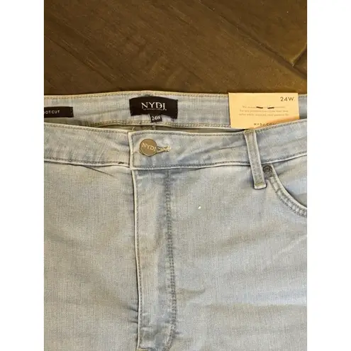 NYDJ Slim Boot Cut Cool Embrace Light Wash Raw Hem Jean High Rise Plus Size 24W