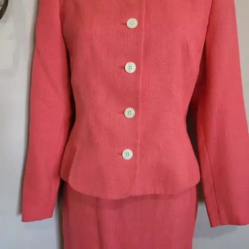 Karen Scott Salmon Pink Skirt Blazer Suit
