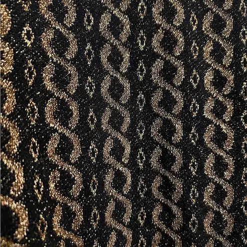 Laura Ashley Vintage Women’s Size Large Metallic Knit Top Black Gold Long Sleeve Evening