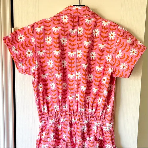 Big Bud Press Daisy Chain Jumpsuit Pink Floral Cotton Twill Medium GUC
